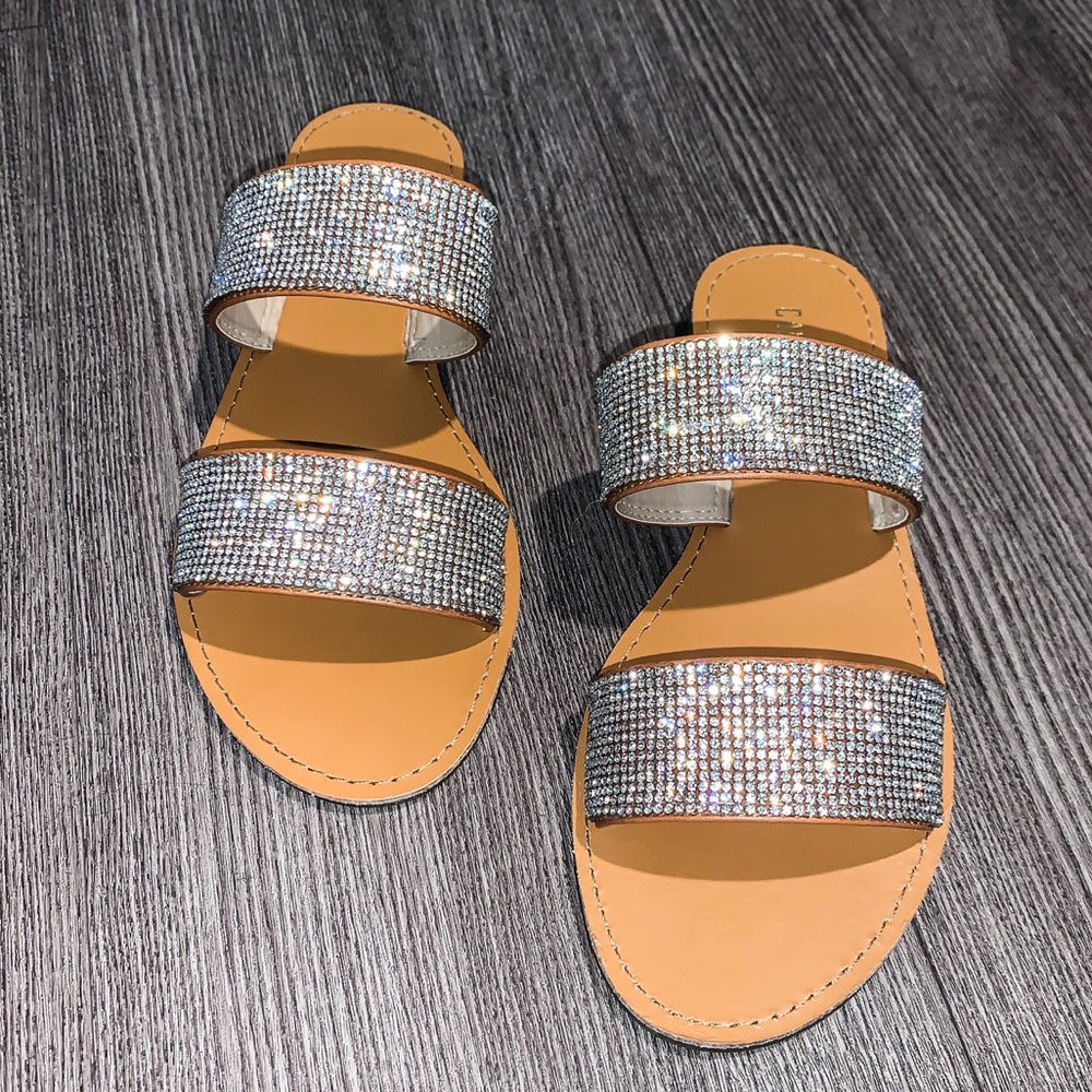 NESSA RHINESTONE SANDALS TAN